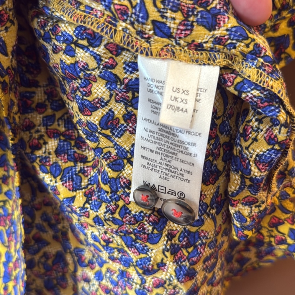Anthropologie Maeve Floral Button-Front Puff Sleeve Blouse - Picture 4 of 7